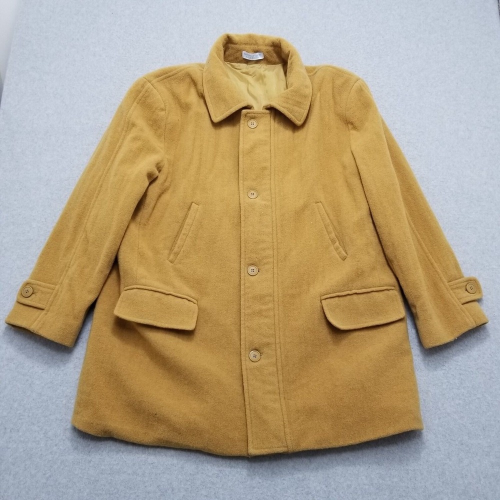 Irvine Park Jacket Mens Large Brown 100% Wool Pea Coat Pockets Zip Buttons